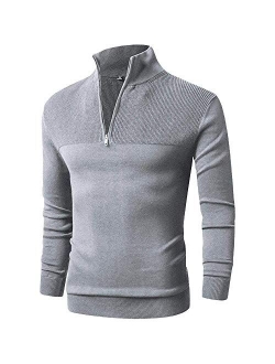 LTIFONE Men Sweater,Slim Zipper,Polo Sweater Casual Long Sleeve and Pullover with Ribbing Edge