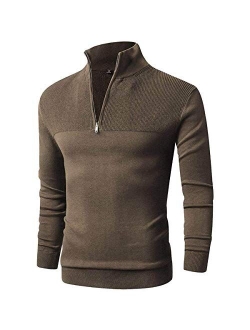 LTIFONE Men Sweater,Slim Zipper,Polo Sweater Casual Long Sleeve and Pullover with Ribbing Edge