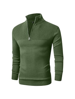 LTIFONE Men Sweater,Slim Zipper,Polo Sweater Casual Long Sleeve and Pullover with Ribbing Edge