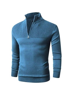 LTIFONE Men Sweater,Slim Zipper,Polo Sweater Casual Long Sleeve and Pullover with Ribbing Edge