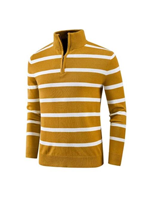 LTIFONE Men Sweater,Slim Zipper,Polo Sweater Casual Long Sleeve and Pullover with Ribbing Edge