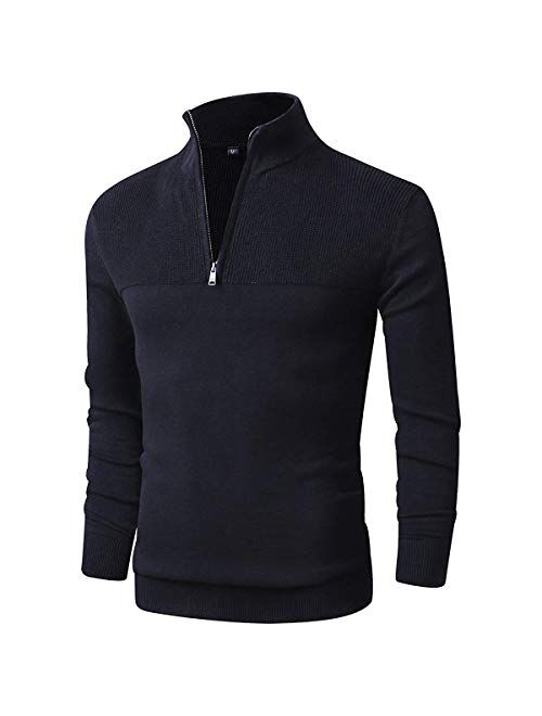 LTIFONE Men Sweater,Slim Zipper,Polo Sweater Casual Long Sleeve and Pullover with Ribbing Edge