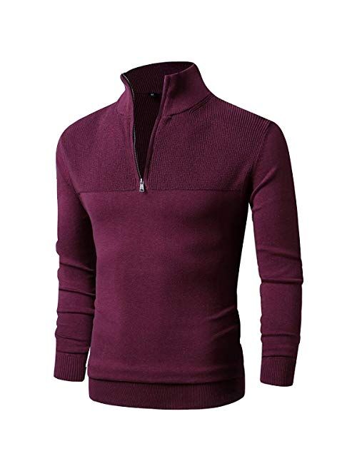 LTIFONE Men Sweater,Slim Zipper,Polo Sweater Casual Long Sleeve and Pullover with Ribbing Edge