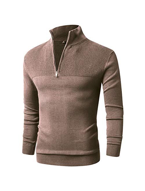 LTIFONE Men Sweater,Slim Zipper,Polo Sweater Casual Long Sleeve and Pullover with Ribbing Edge