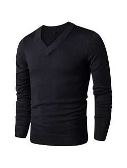 LTIFONE Sweaters for Men,V Neck Slim Comfortably,Knitted Long Sleeve