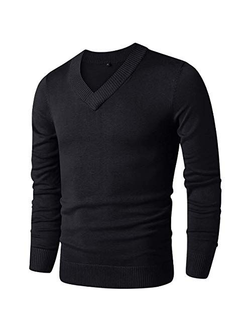 LTIFONE Sweaters for Men,V Neck Slim Comfortably,Knitted Long Sleeve