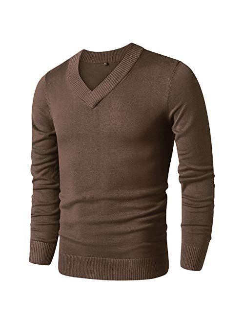 LTIFONE Sweaters for Men,V Neck Slim Comfortably,Knitted Long Sleeve