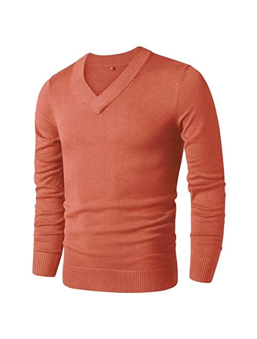 LTIFONE Sweaters for Men,V Neck Slim Comfortably,Knitted Long Sleeve