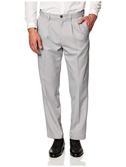 Men's Expandable Waist Pleated Work Dress Pants