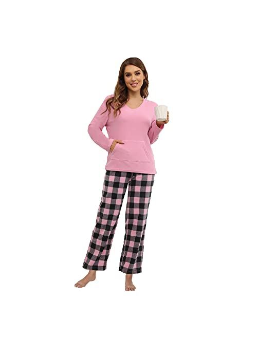 U2SKIIN Matching Pajamas Set for couples, Women and Mens Plaid Pajamas Soft Warm