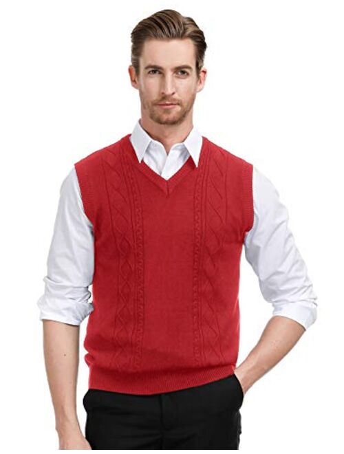 PJ PAUL JONES Men's V Neck Sweater Vest Cable Knitted Pullover Sweaters Vest