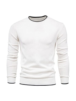 Men's Cotton V Neck Sweater Knitted Jumper Sweater Long Sleeve Pullover Top