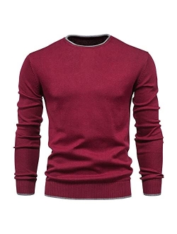 Men's Cotton V Neck Sweater Knitted Jumper Sweater Long Sleeve Pullover Top