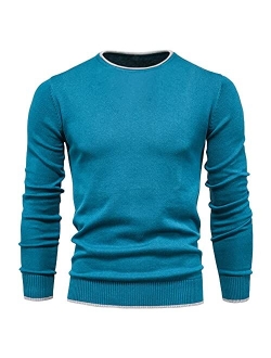 Men's Cotton V Neck Sweater Knitted Jumper Sweater Long Sleeve Pullover Top