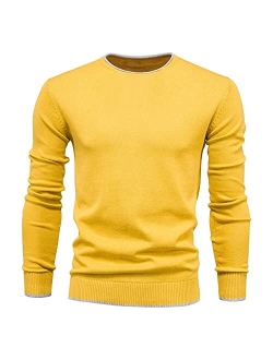 Men's Cotton V Neck Sweater Knitted Jumper Sweater Long Sleeve Pullover Top