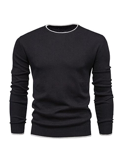 Men's Cotton V Neck Sweater Knitted Jumper Sweater Long Sleeve Pullover Top