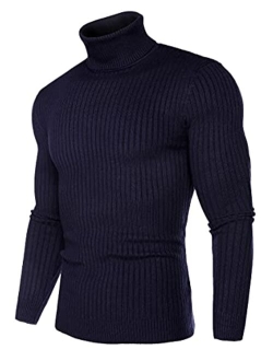 Juedoz Mens Turtleneck Sweater Slim Fit Soft Knitted Basic Pullover Sweater