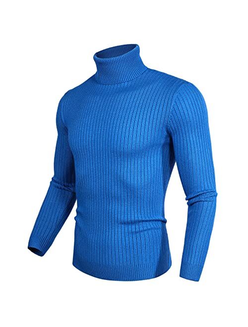 Juedoz Mens Turtleneck Sweater Slim Fit Soft Knitted Basic Pullover Sweater