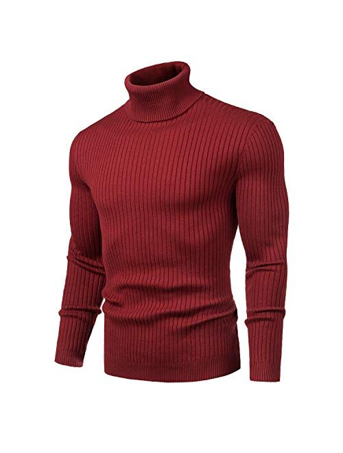 Juedoz Mens Turtleneck Sweater Slim Fit Soft Knitted Basic Pullover Sweater