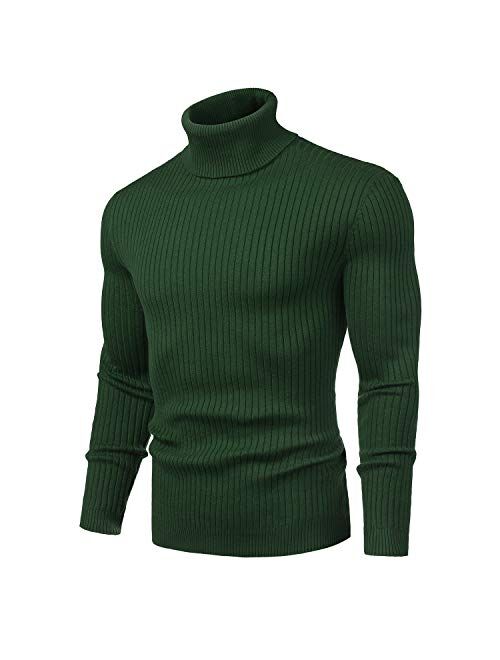 Juedoz Mens Turtleneck Sweater Slim Fit Soft Knitted Basic Pullover Sweater