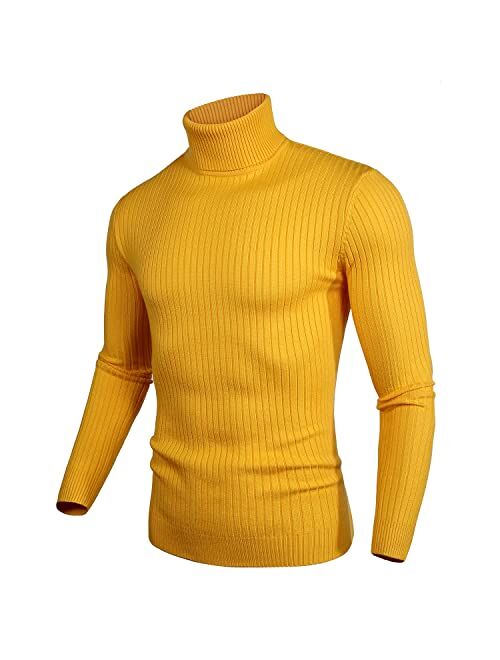 Juedoz Mens Turtleneck Sweater Slim Fit Soft Knitted Basic Pullover Sweater