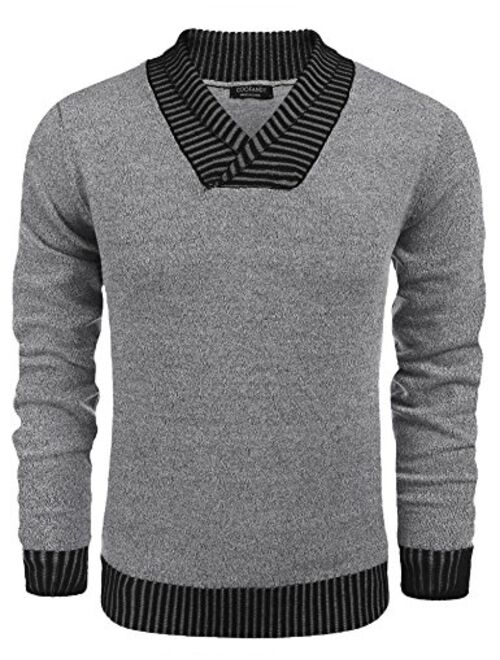 COOFANDY Men's Knitted Sweaters Casual V-Neck Slim Fit Pullover Knitwear