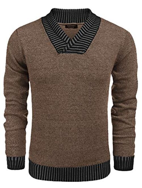 COOFANDY Men's Knitted Sweaters Casual V-Neck Slim Fit Pullover Knitwear