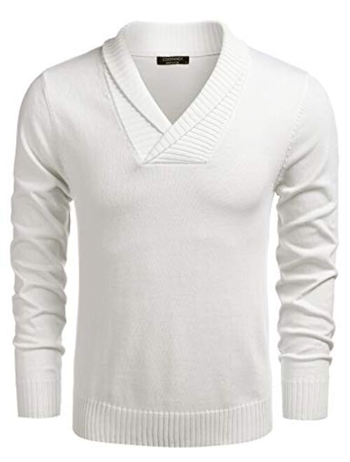 COOFANDY Men's Knitted Sweaters Casual V-Neck Slim Fit Pullover Knitwear