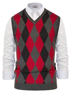 Paul Jones Men's Argyle Sweater Vest Knitted Casual V-Neck Pullover Vest