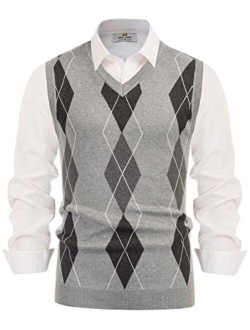 Paul Jones Men's Argyle Sweater Vest Knitted Casual V-Neck Pullover Vest