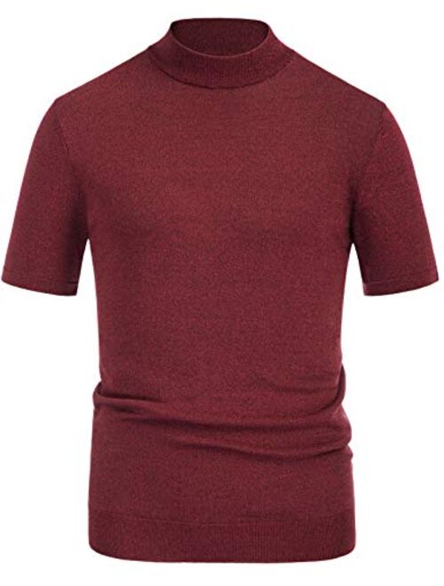 PJ PAUL JONES Mens Mock Turtleneck Knit Pullover Sweater Short Sleeve Solid Knitwear Sweaters