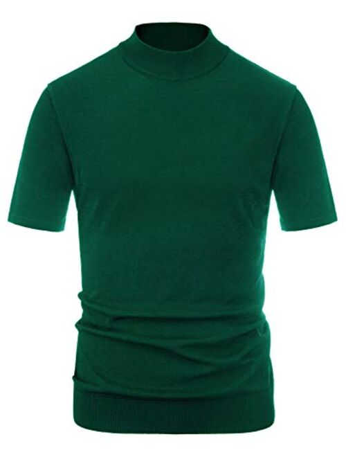 PJ PAUL JONES Mens Mock Turtleneck Knit Pullover Sweater Short Sleeve Solid Knitwear Sweaters