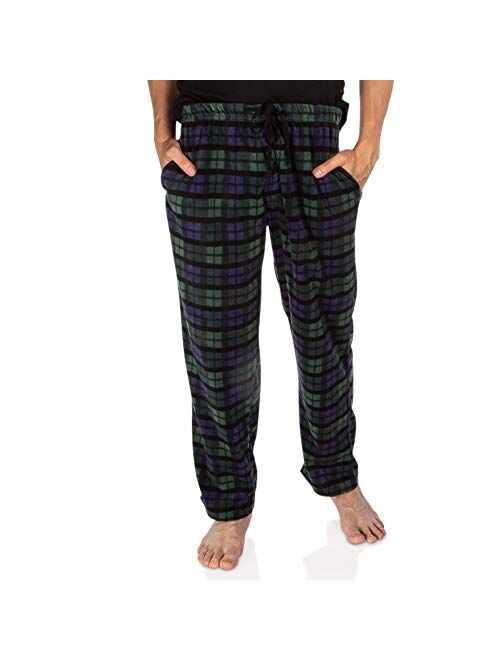 DG Hill Plaid Pajama Pants for Men, Fleece Lounge Pants Men with Pockets and Drawstring