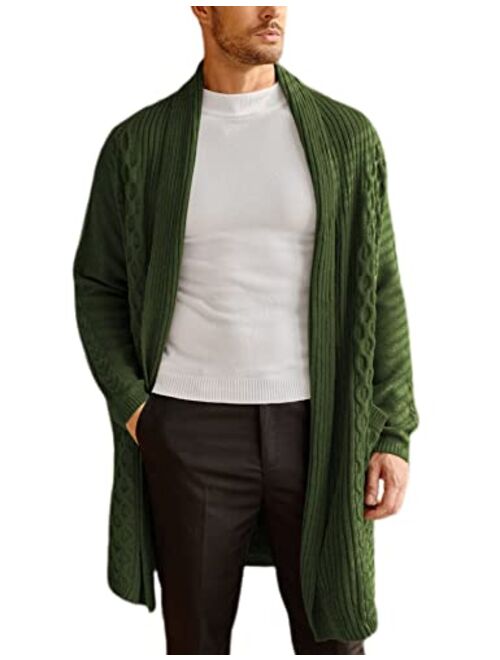 Buy COOFANDY Mens Fashion Long Ruffle Knit Cardigan Lightweight Shawl ...