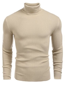 JINIDU Men's Thermal Ribbed Turtleneck Slim Fit Casual Knitted Pullover Sweater