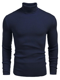 JINIDU Men's Thermal Ribbed Turtleneck Slim Fit Casual Knitted Pullover Sweater