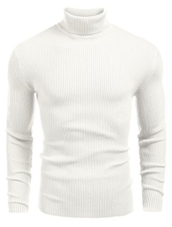 JINIDU Men's Thermal Ribbed Turtleneck Slim Fit Casual Knitted Pullover Sweater