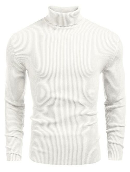 JINIDU Men's Thermal Ribbed Turtleneck Slim Fit Casual Knitted Pullover Sweater