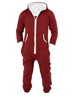 Mens Jumpsuit Non Footed Pajama Unisex One Piece Playsuit Adult Onesie With Hood