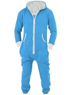 Mens Jumpsuit Non Footed Pajama Unisex One Piece Playsuit Adult Onesie With Hood