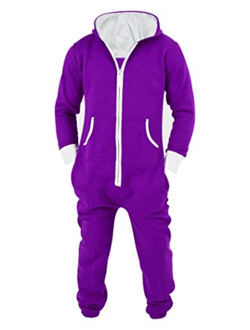 Mens Jumpsuit Non Footed Pajama Unisex One Piece Playsuit Adult Onesie With Hood