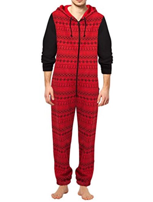 Mens Jumpsuit Non Footed Pajama Unisex One Piece Playsuit Adult Onesie With Hood