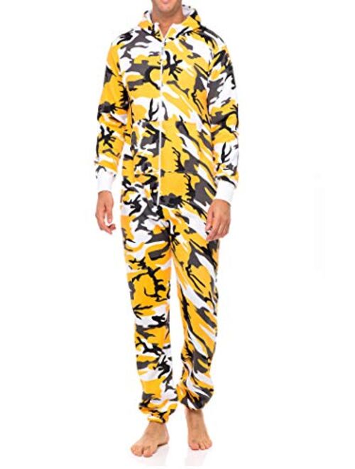 Mens Jumpsuit Non Footed Pajama Unisex One Piece Playsuit Adult Onesie With Hood