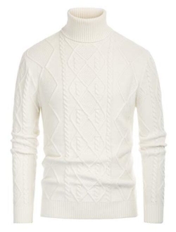 Men's Casual Turtleneck Sweaters Cable Knit Thermal Pullover Sweater