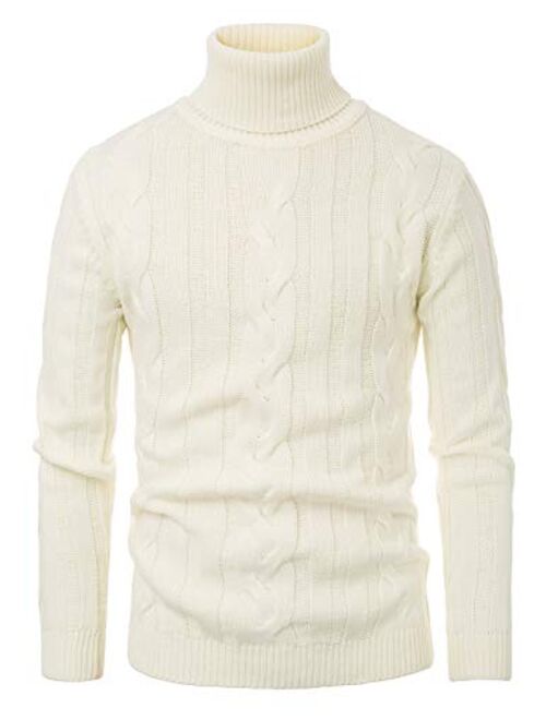 PJ PAUL JONES Men's Casual Turtleneck Sweaters Cable Knit Thermal Pullover Sweater