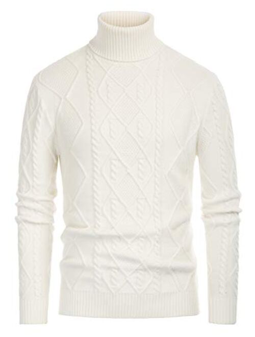 PJ PAUL JONES Men's Casual Turtleneck Sweaters Cable Knit Thermal Pullover Sweater