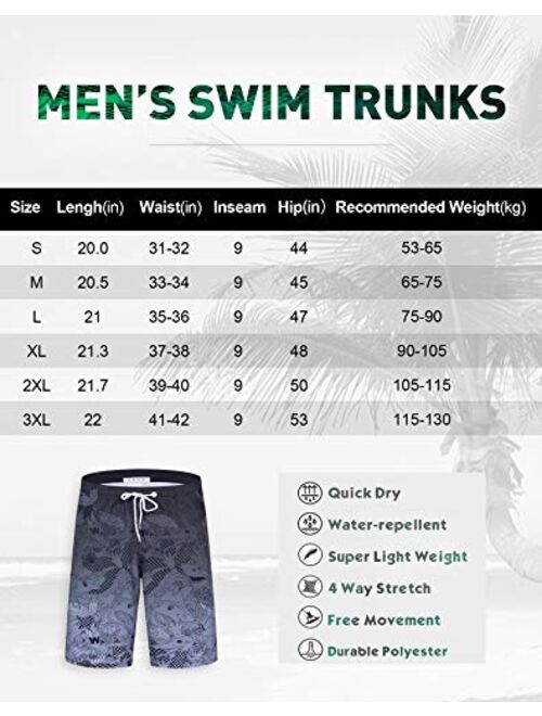 APTRO Men's 9" Swim Trunks Long Board Shorts Beach Swimwear Bathing Suits with Mesh Lining and Pockets