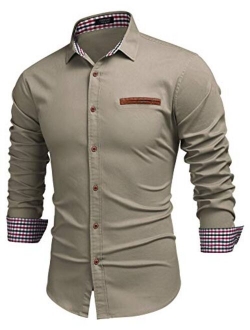 Men's Casual Dress Shirt Button Down Shirts Long-Sleeve Denim Work Shirt