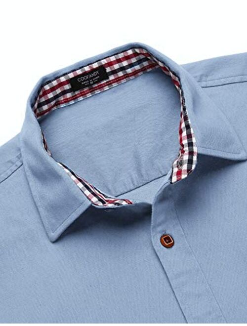 COOFANDY Men's Casual Dress Shirt Button Down Shirts Long-Sleeve Denim Work Shirt