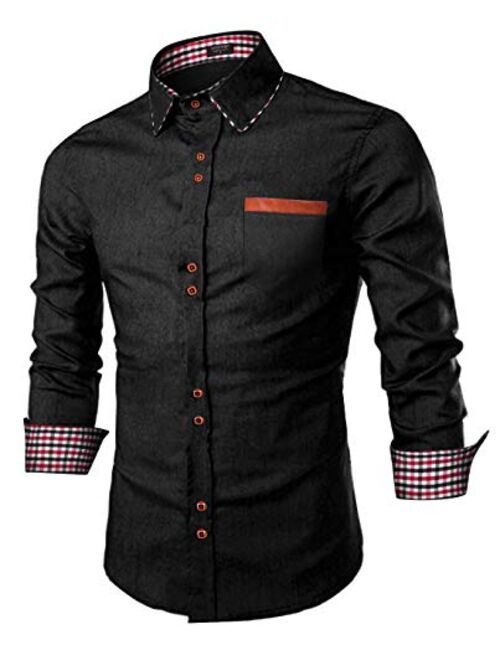 COOFANDY Men's Casual Dress Shirt Button Down Shirts Long-Sleeve Denim Work Shirt